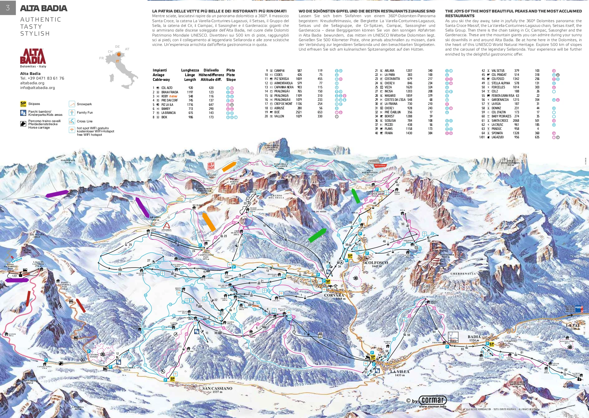 Pistenplan von Alta Badia, Pisten, Lifte und Abfahrten