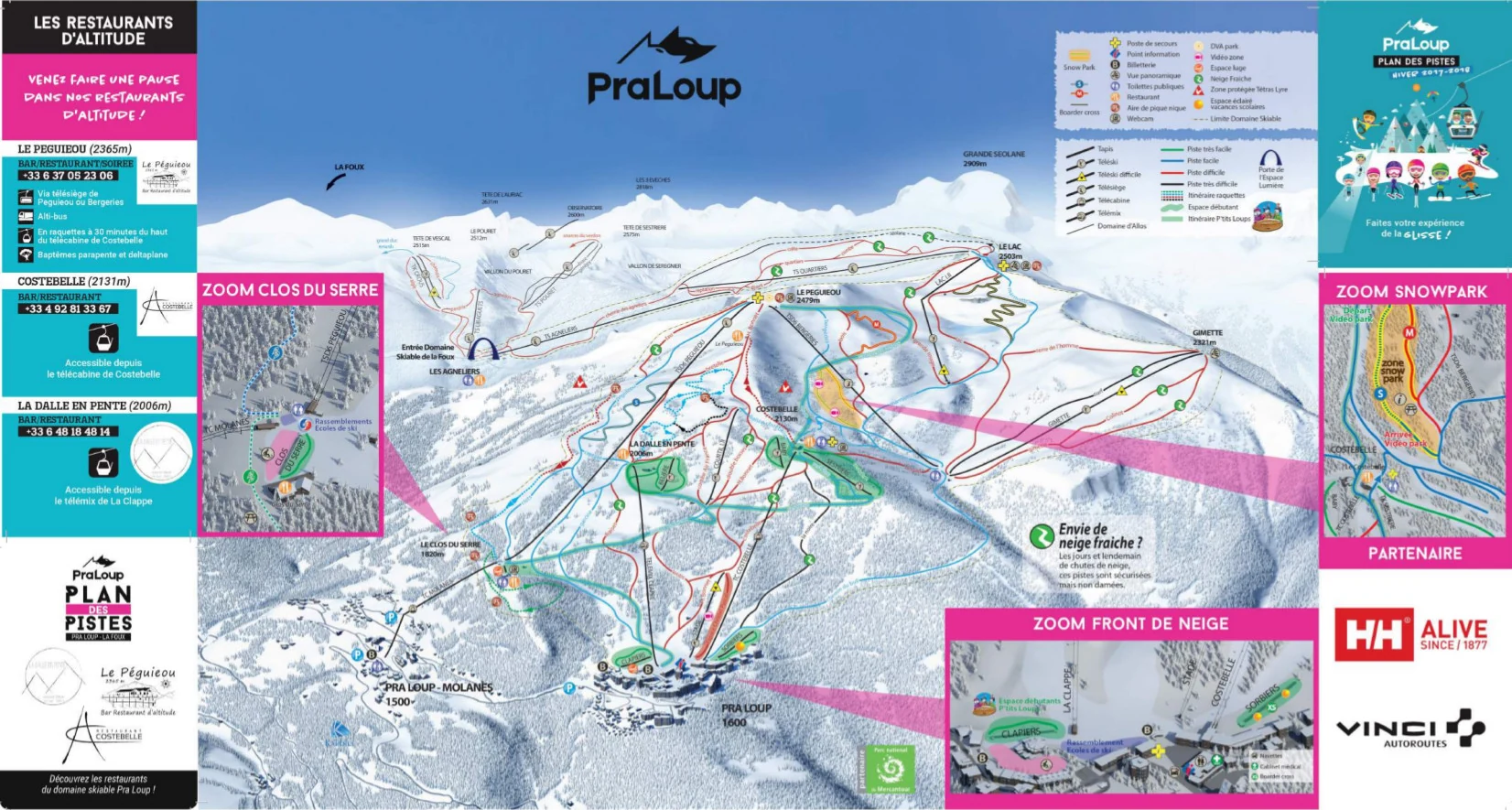 Pistenplan von Pra-Loup, Pisten, Lifte und Abfahrten
