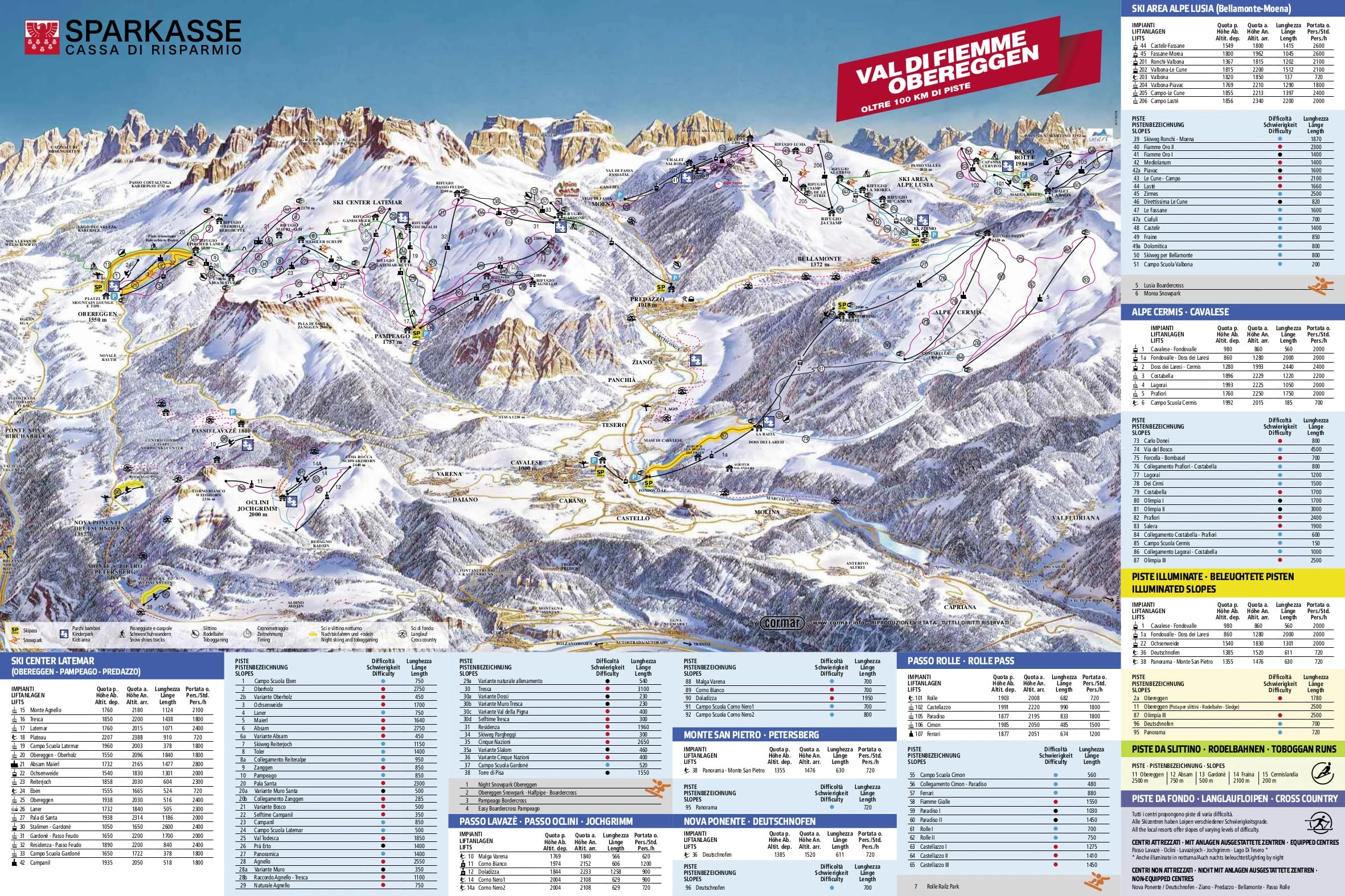 Pistenplan von Val di Fiemme
