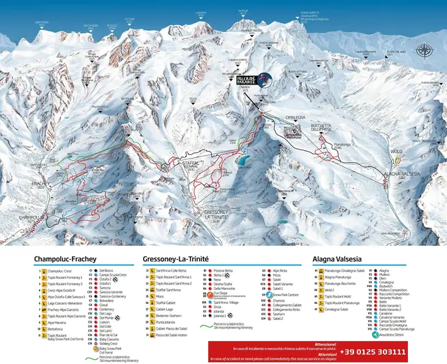 Pistenplan Gressoney-La-Trinité