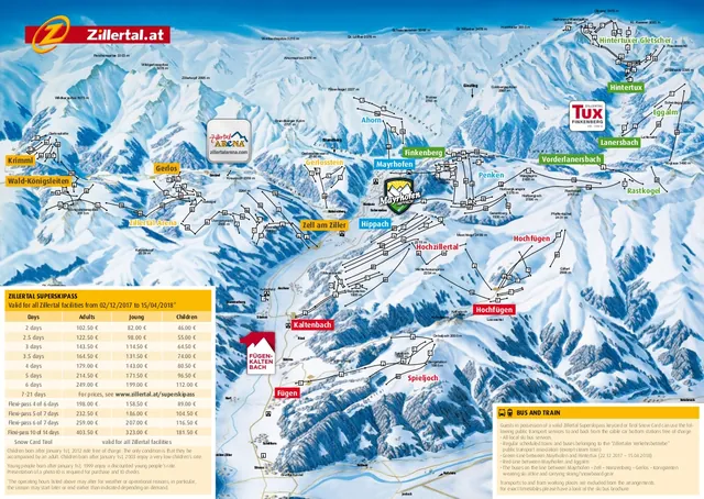 Pistenkarte Zillertal Arena